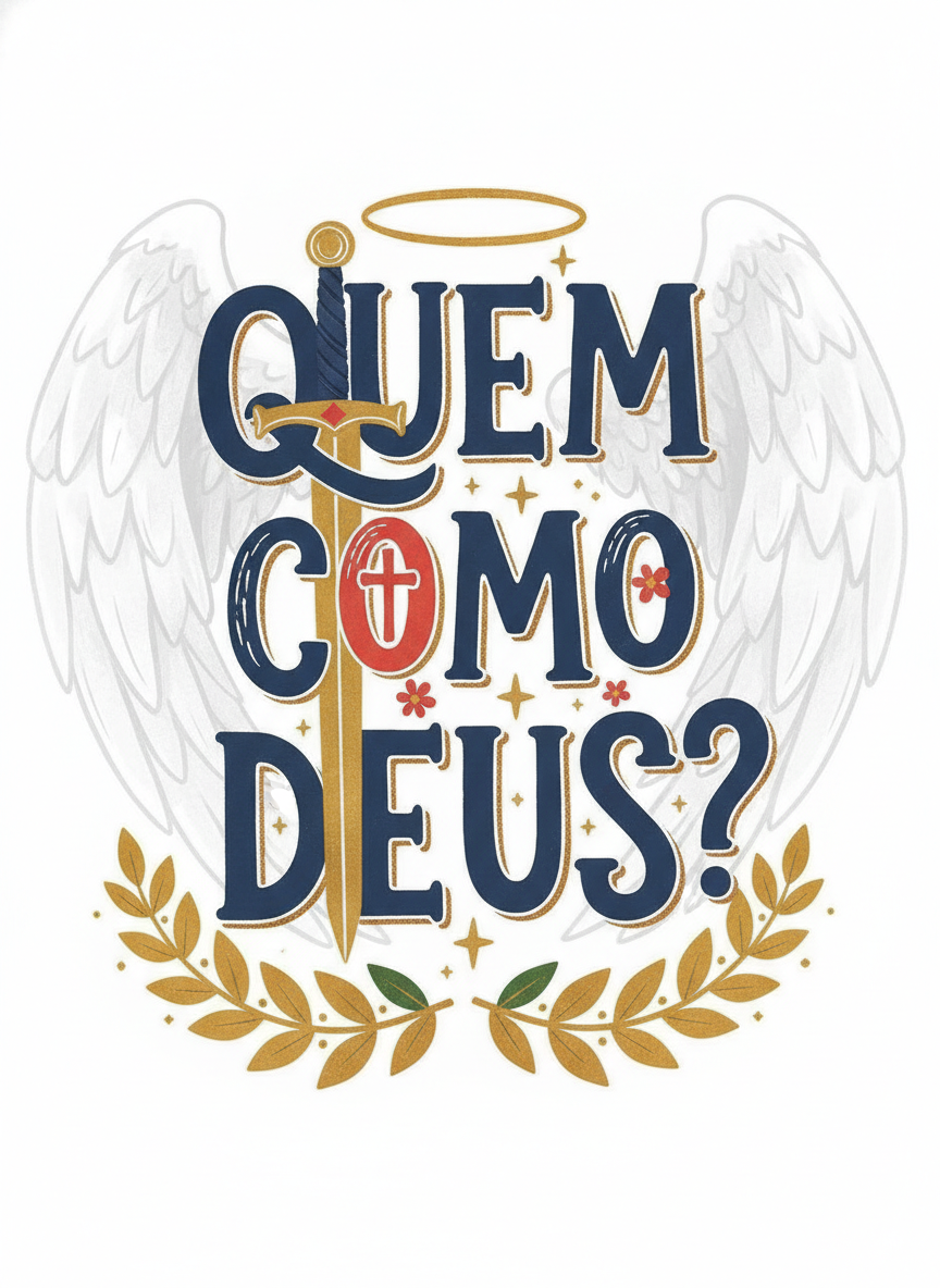 Lettering ilustrado com a frase Quem como Deus?